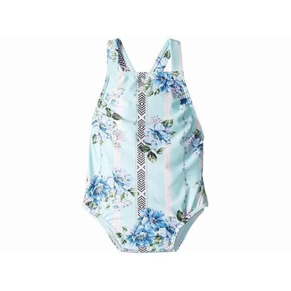 NWT Seafolly Nana's House X Back Tank Swimsuit Girl's 4Blue Floral